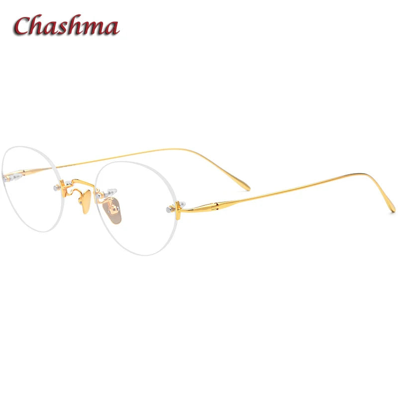 Chashma Ochki Women's Rimless Oval Round Titanium Eyeglasses 311869