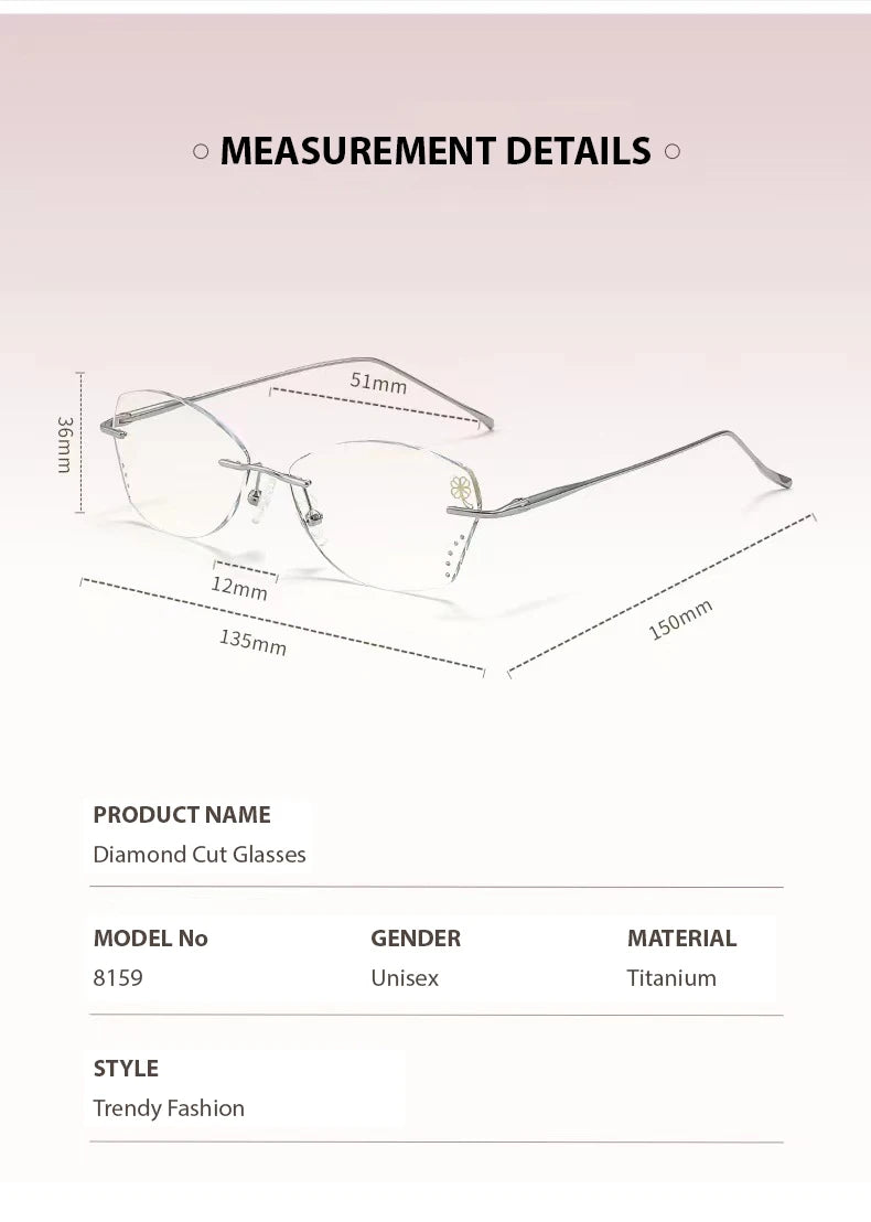 Chashma Ochki Women's Rimless Butterfly Titanium Steel Eyeglasses 318959