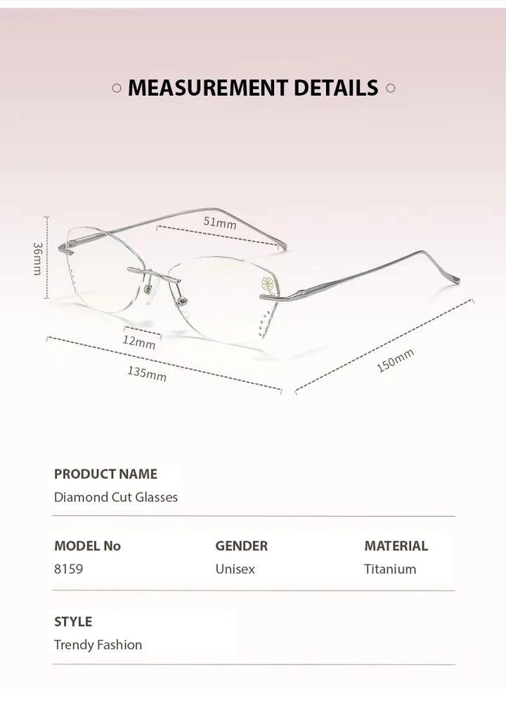 Chashma Ochki Women's Rimless Butterfly Titanium Steel Eyeglasses 318959