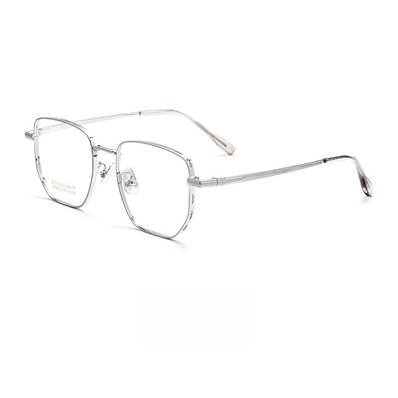 Yimaruili Unisex Full Rim Small Square Titanium Eyeglasses K5088 Full Rim Yimaruili Eyeglasses Silver