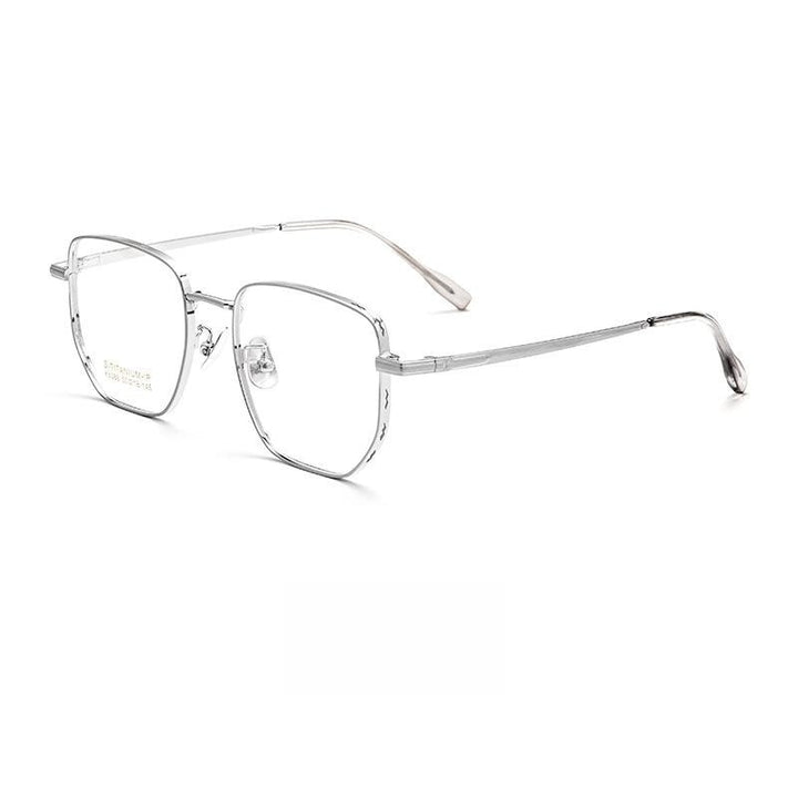 Yimaruili Unisex Full Rim Small Square Titanium Eyeglasses K5088 Full Rim Yimaruili Eyeglasses Silver