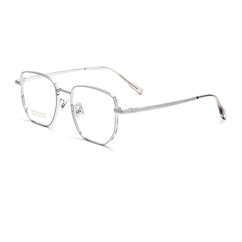 Yimaruili Unisex Full Rim Small Square Titanium Eyeglasses K5088 Full Rim Yimaruili Eyeglasses Silver  