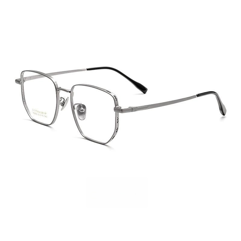 Yimaruili Unisex Full Rim Small Square Titanium Eyeglasses K5088 Full Rim Yimaruili Eyeglasses Gun  