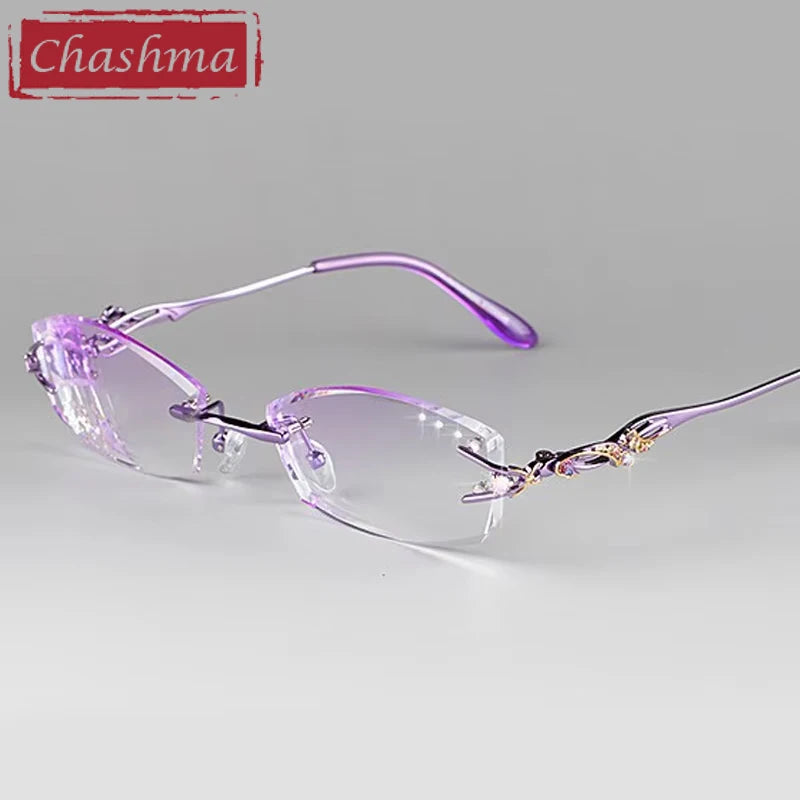 Chashma Ottica Women's Rimless Rectangle Titanium Eyeglasses 408036