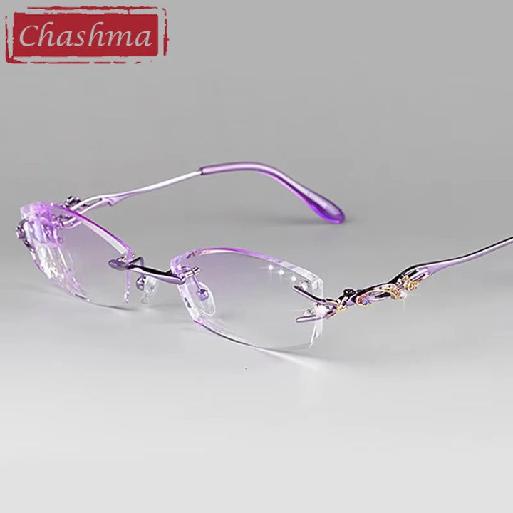 Chashma Ottica Women's Rimless Rectangle Titanium Eyeglasses 408036