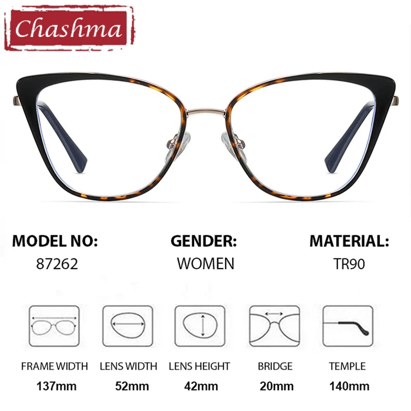 Chashma Women's Full Rim Oval Cat Eye Tr 90 Titanium Eyeglasses 87262