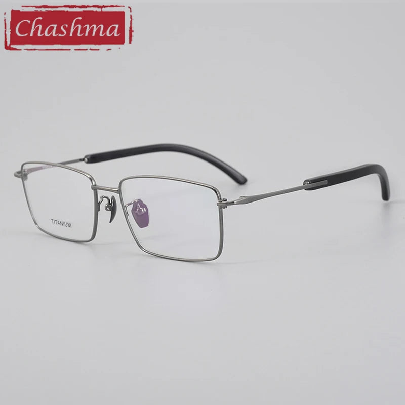 Chashma Ottica Unisex Full Rim Square Titanium Horn Eyeglasses 402301