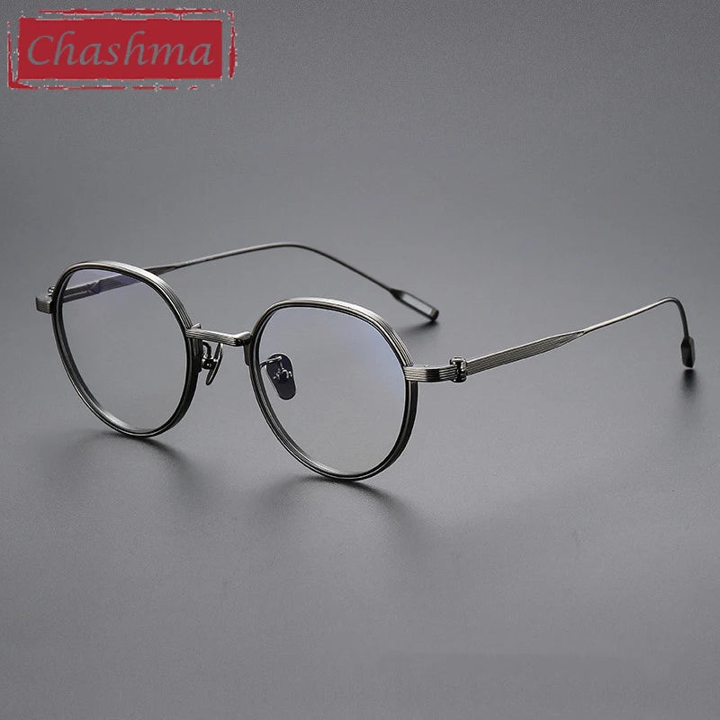 Chashma Unisex Full Rim Flat Top Round Titanium Eyeglasses 581161