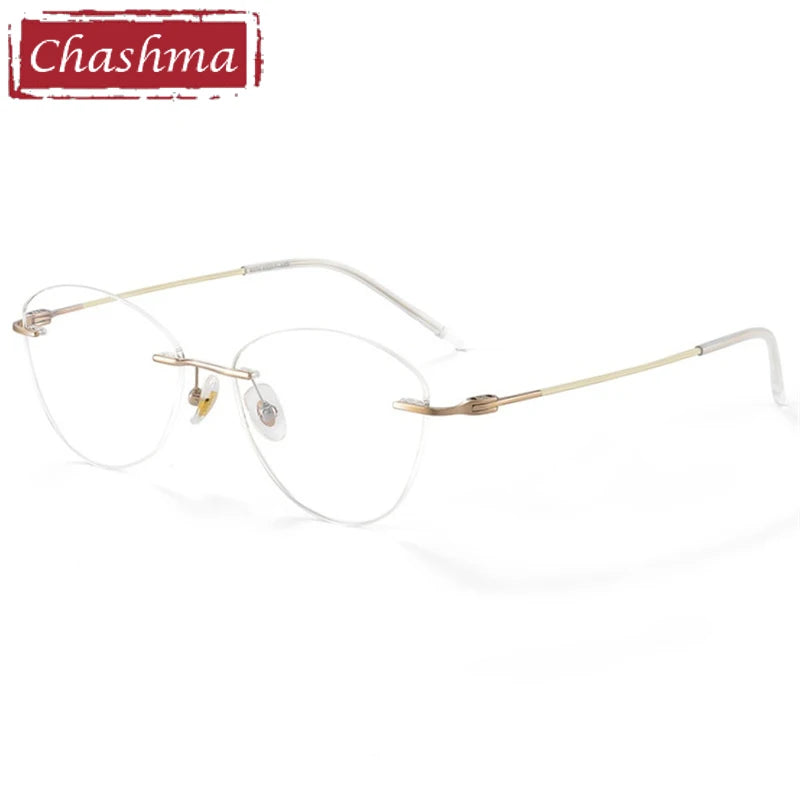 Chashma Ottica Women's Rimless Cat Eye Titanium Eyeglasses 406076