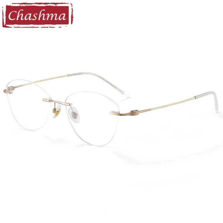 Chashma Ottica Women's Rimless Cat Eye Titanium Eyeglasses 406076