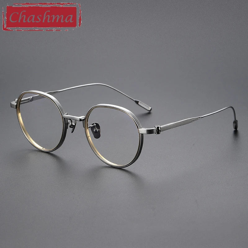 Chashma Unisex Full Rim Flat Top Round Titanium Eyeglasses 581161