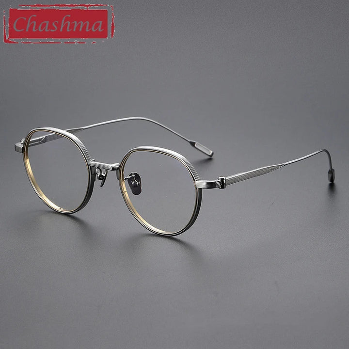 Chashma Unisex Full Rim Flat Top Round Titanium Eyeglasses 581161