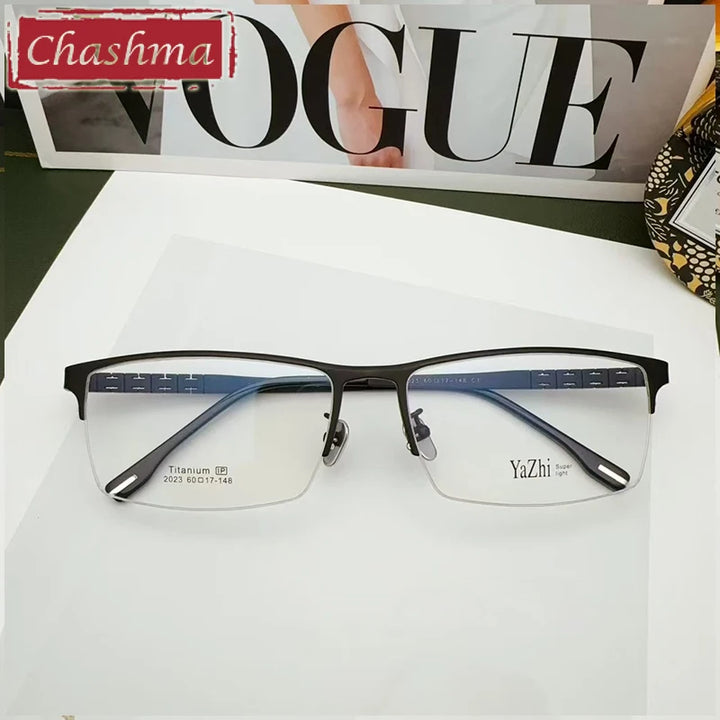 Chashma Unisex Semi Rim Big Square Titanium Eyeglasses 24023 Semi Rim Chashma