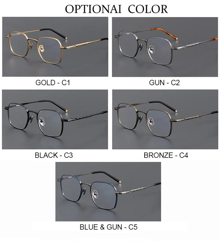 Chashma Unisex Full Rim Square Polygon Titanium Eyeglasses 14249 Full Rim Chashma