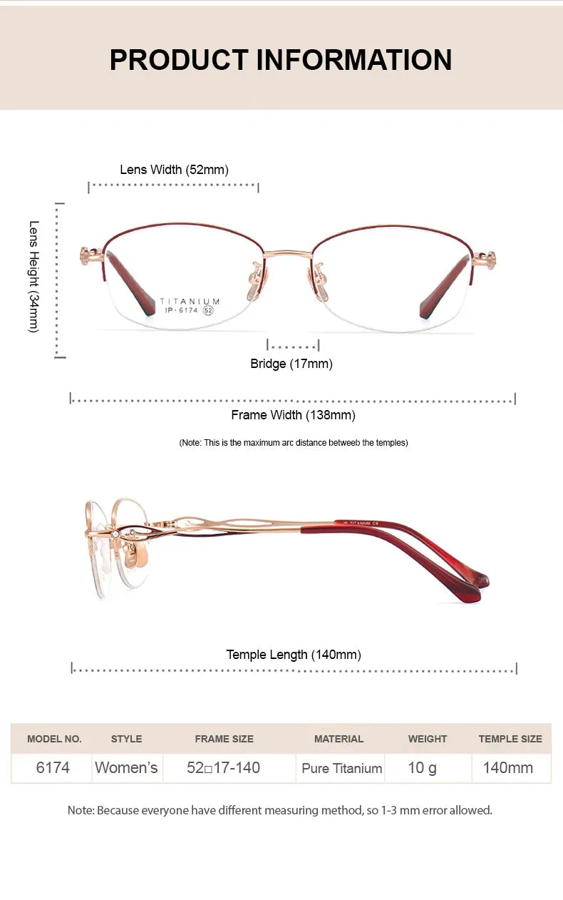 Chashma Ochki Women's Semi Rim Small Oval Titanium Eyeglasses 6174 Semi Rim Chashma Ochki