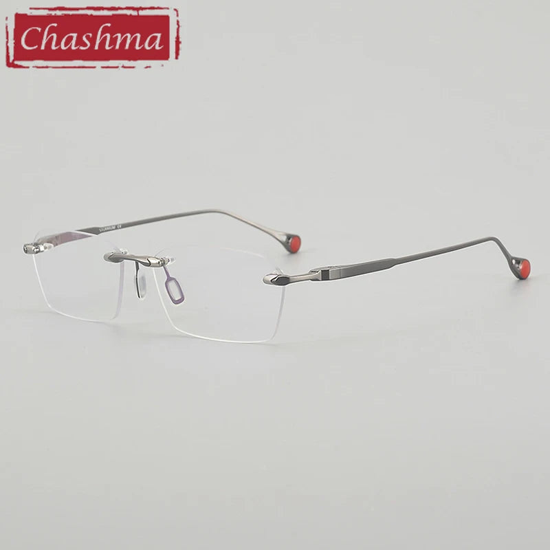 Chashma Ottica Unisex Rimless Square Titanium Eyeglasses 401307