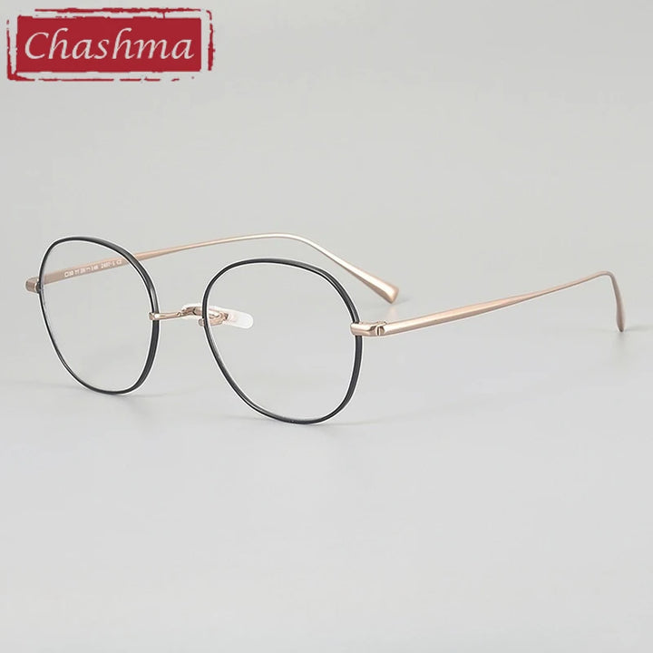 Chashma Ottica Unisex Full Rim Oval Round Titanium Eyeglasses 402407