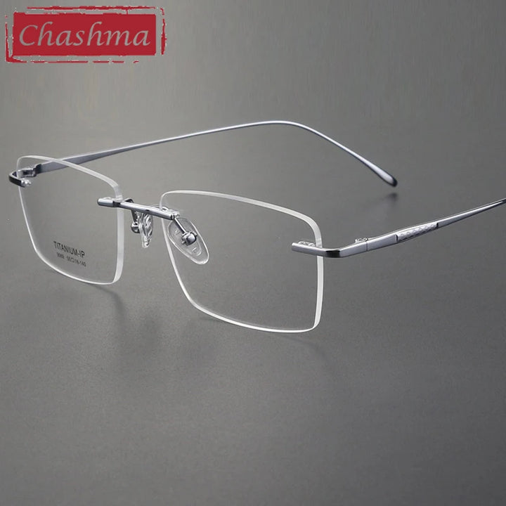 Chashma Ottica Unisex Rimless Square Titanium Eyeglasses 409069