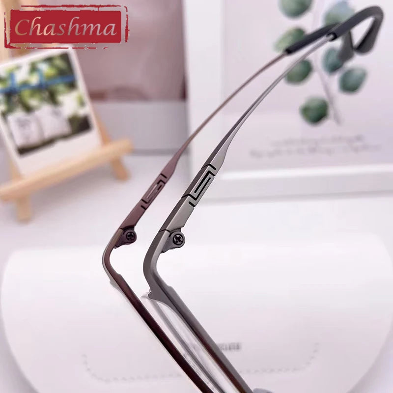 Chashma Men's Semi Rim Big Square Titanium Eyeglasses 42039 Semi Rim Chashma
