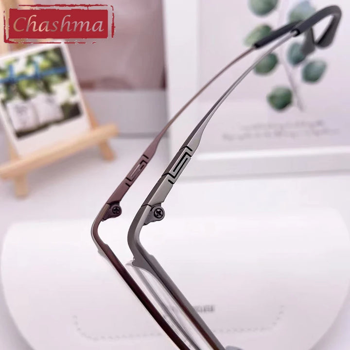 Chashma Men's Semi Rim Big Square Titanium Eyeglasses 42039 Semi Rim Chashma