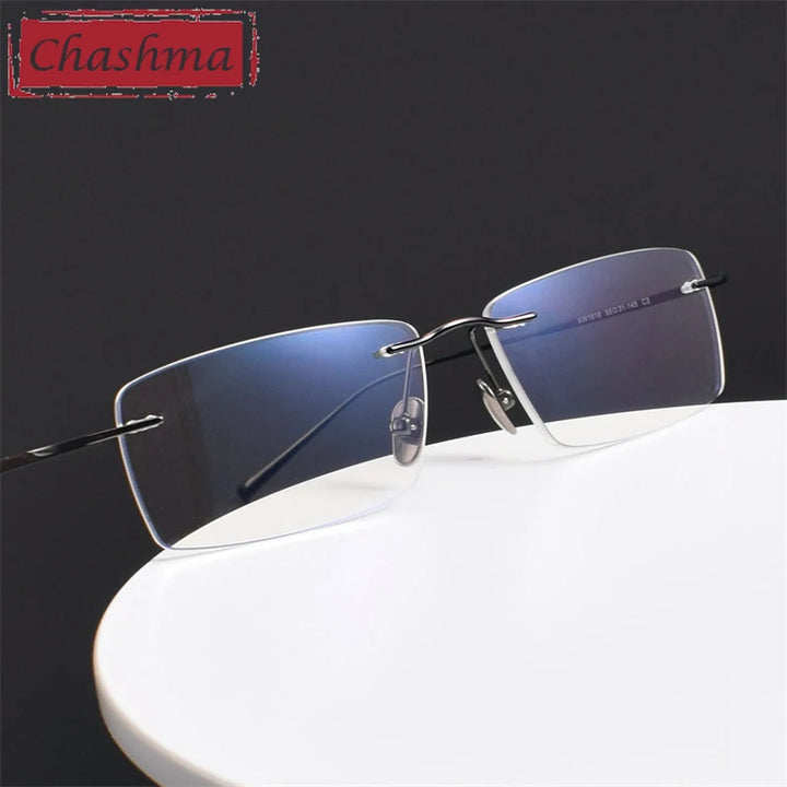 Chashma Ottica Unisex Rimless Square Titanium Eyeglasses 401818