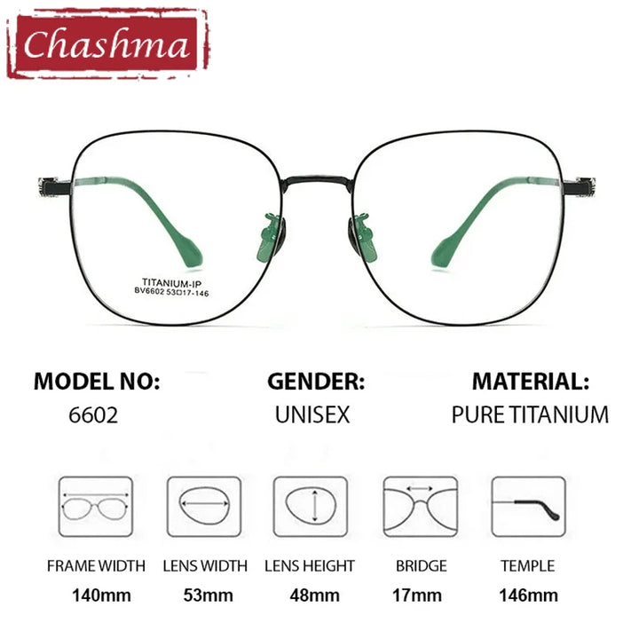 Chashma Unisex Full Rim Polygon Square Titanium Eyeglasses 876602