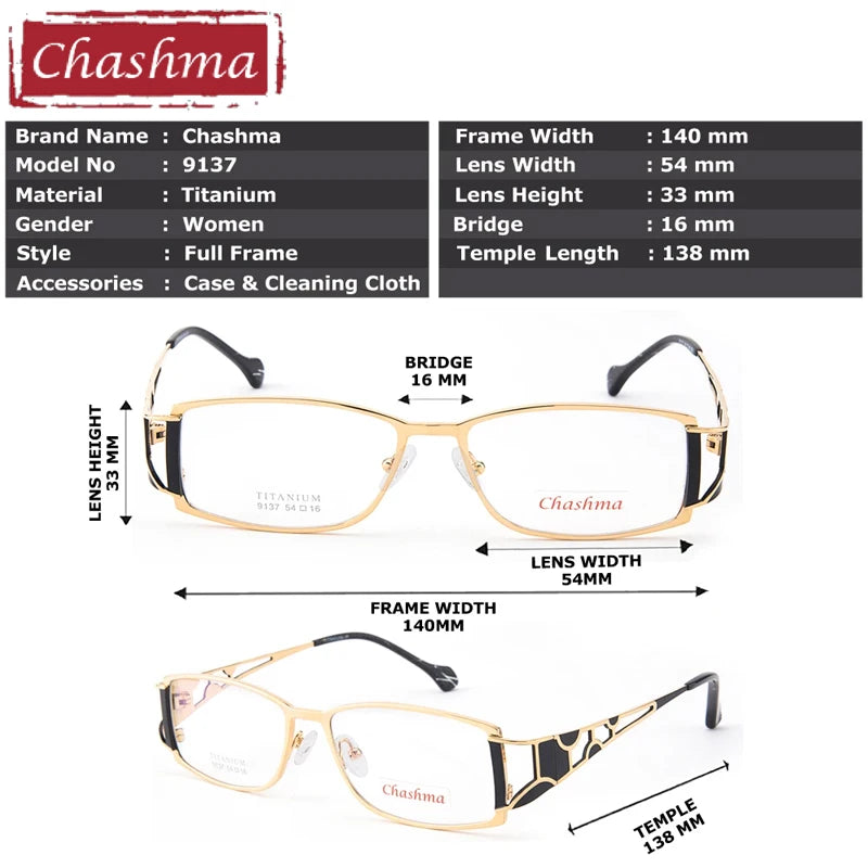 Chashma Ottica Unisex Full Rim Square Titanium Eyeglasses 409137