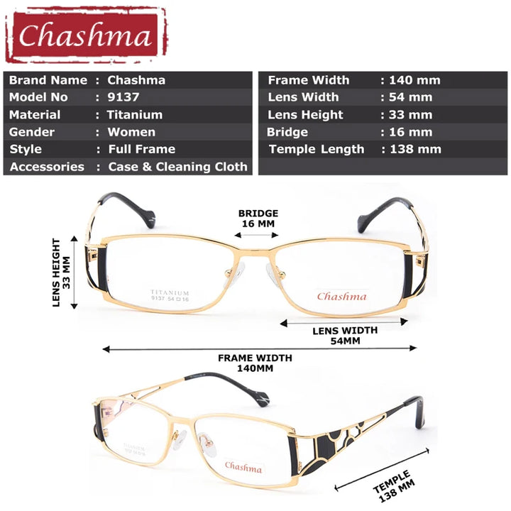 Chashma Ottica Unisex Full Rim Square Titanium Eyeglasses 409137