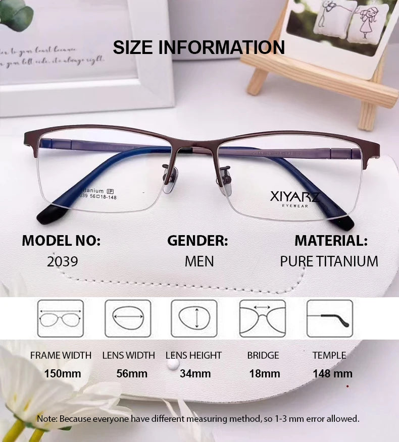 Chashma Men's Semi Rim Big Square Titanium Eyeglasses 42039 Semi Rim Chashma
