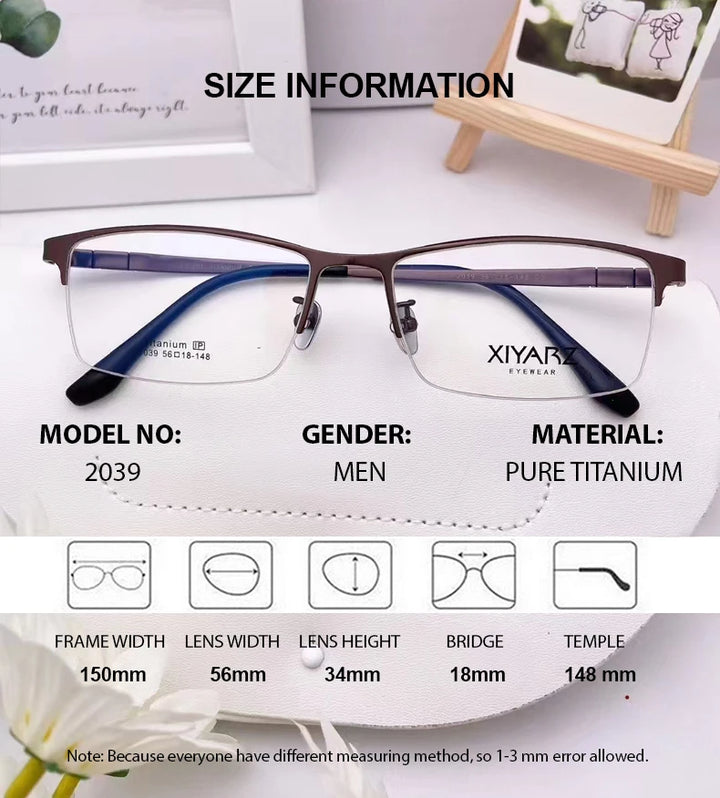 Chashma Men's Semi Rim Big Square Titanium Eyeglasses 42039 Semi Rim Chashma