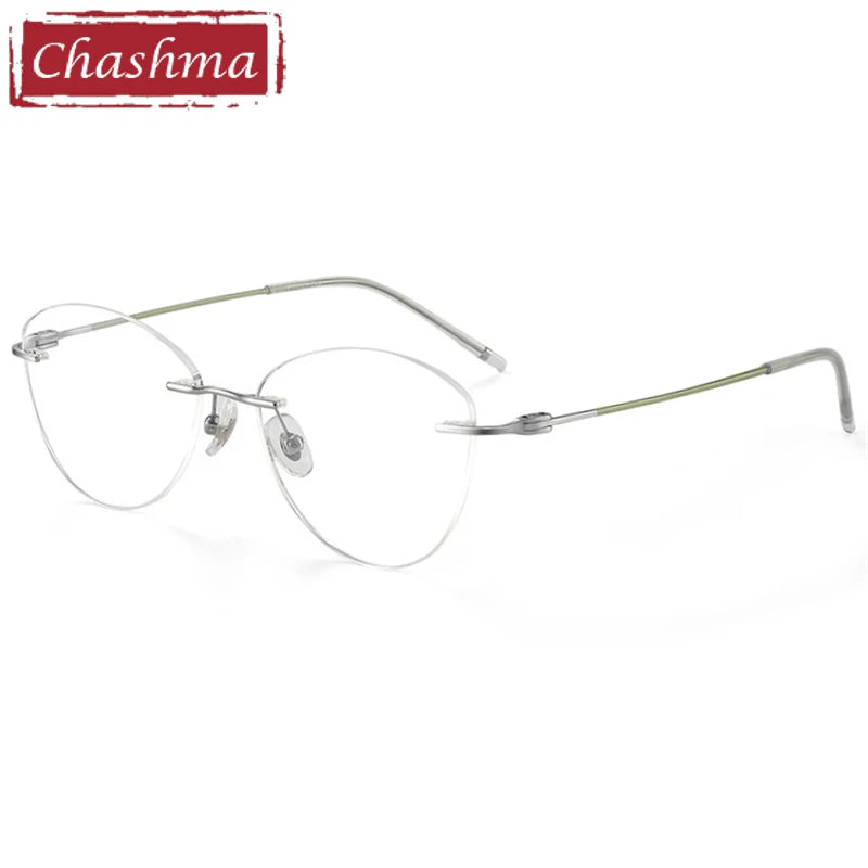 Chashma Ottica Women's Rimless Cat Eye Titanium Eyeglasses 406076