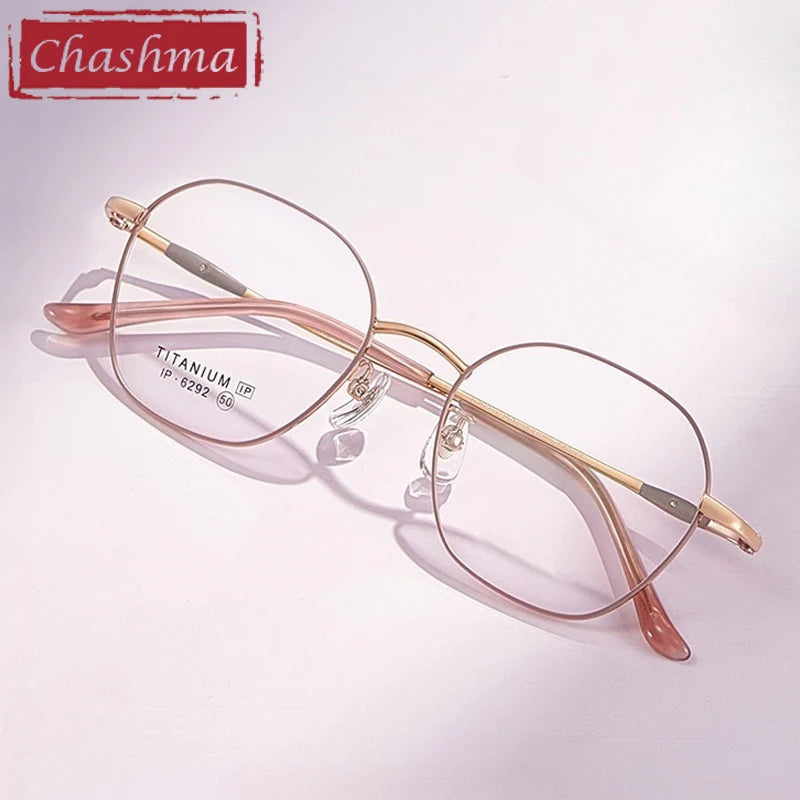 Chashma Ottica Unisex Full Rim Polygon Oval Titanium Eyeglasses 406292