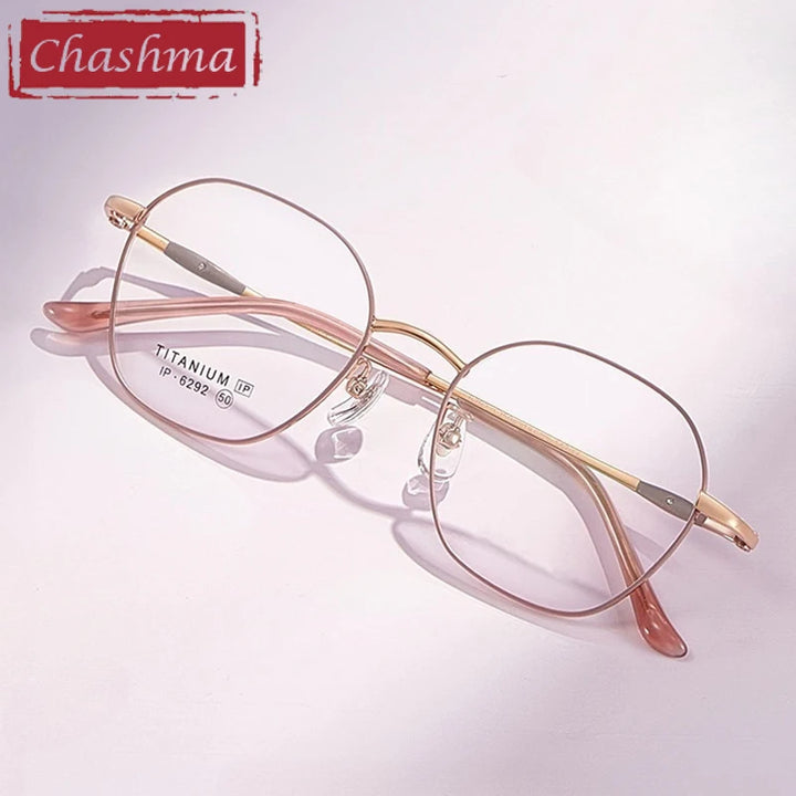 Chashma Ottica Unisex Full Rim Polygon Oval Titanium Eyeglasses 406292