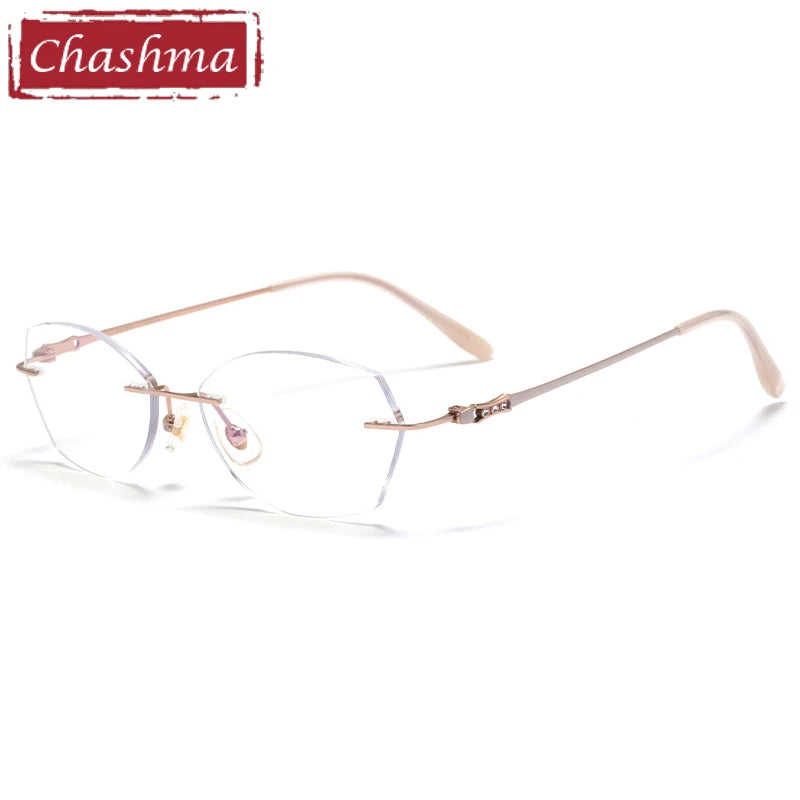 Chashma Ottica Women's Rimless Butterfly Titanium Eyeglasses 416009