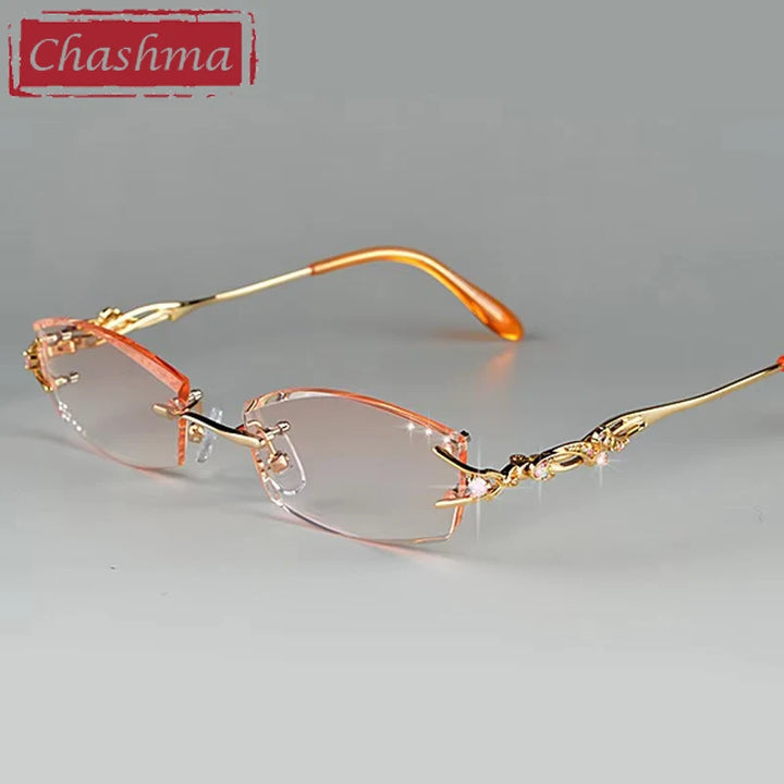 Chashma Ottica Women's Rimless Rectangle Titanium Eyeglasses 408036