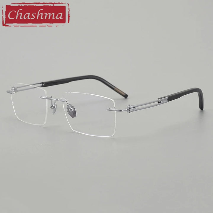 Chashma Ottica Men's Rimless Big Polygon Titanium Horn Eyeglasses 401001