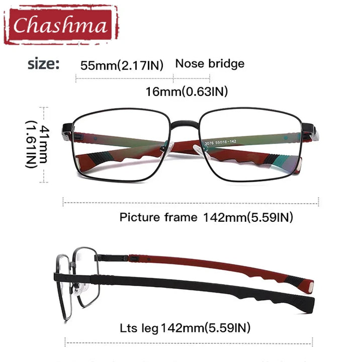 Chashma Ottica Men's Full Rim Square Alloy Sport Eyeglasses 403076