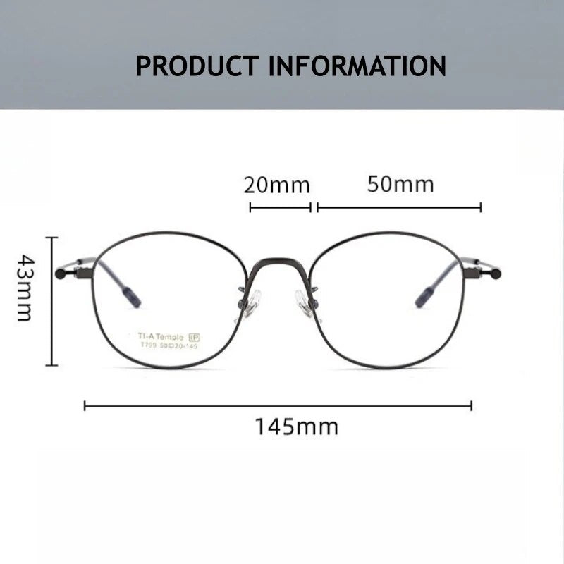 KatKani Unisex Full Rim Irregular Round Titanium Eyeglasses  T799t Full Rim KatKani Eyeglasses   
