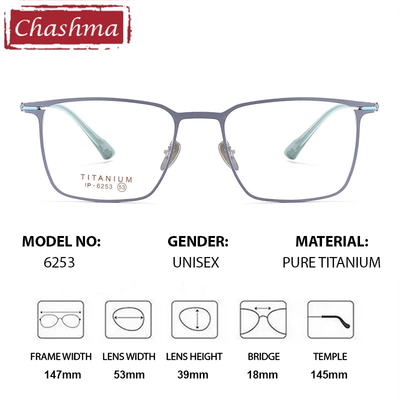 Chashma Ottica Men's Full Rim Square Titanium Eyeglasses 406253
