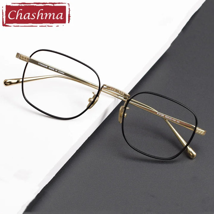 Chashma Men's Full Rim Polygon Square Titanium Eyeglasses 63015