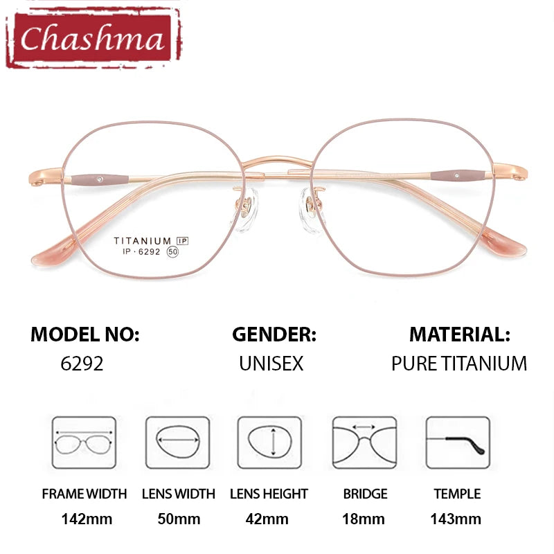Chashma Ottica Unisex Full Rim Polygon Oval Titanium Eyeglasses 406292