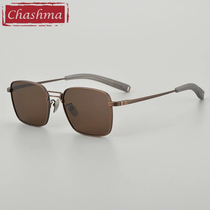 Chashma Ottica Unisex Full Rim Square Double Bridge Titanium Sunglasses 408827