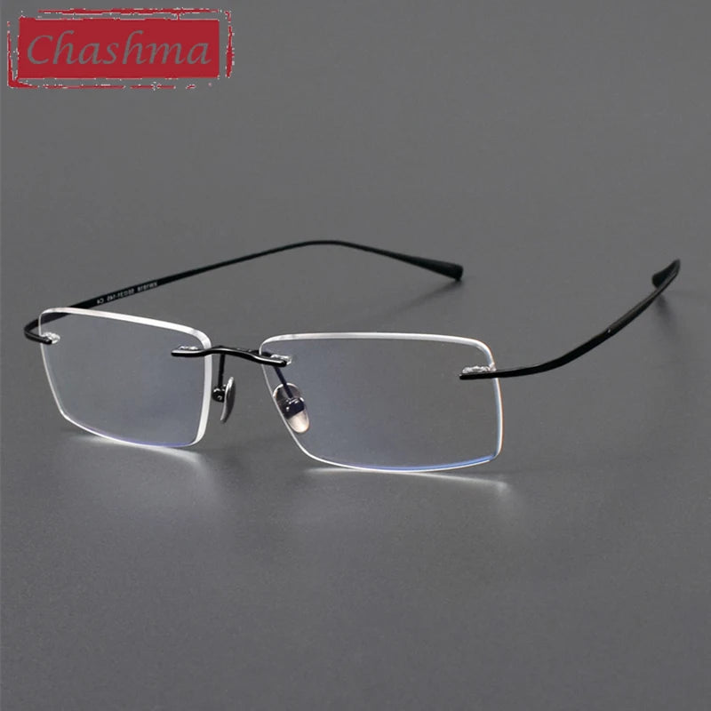 Chashma Ottica Unisex Rimless Square Titanium Eyeglasses 401818