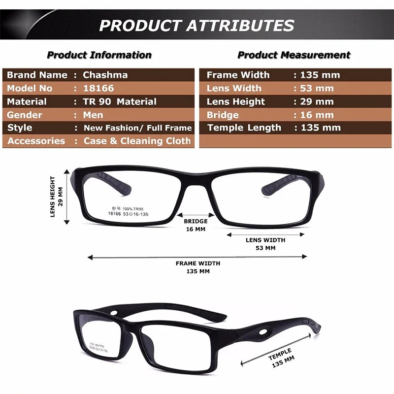 Chashma Women's Full Rim Square Tr 90 Titanium Sport Eyeglasses 18166