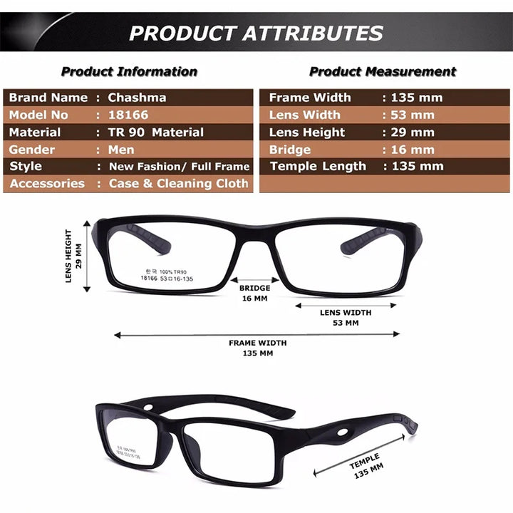 Chashma Women's Full Rim Square Tr 90 Titanium Sport Eyeglasses 18166