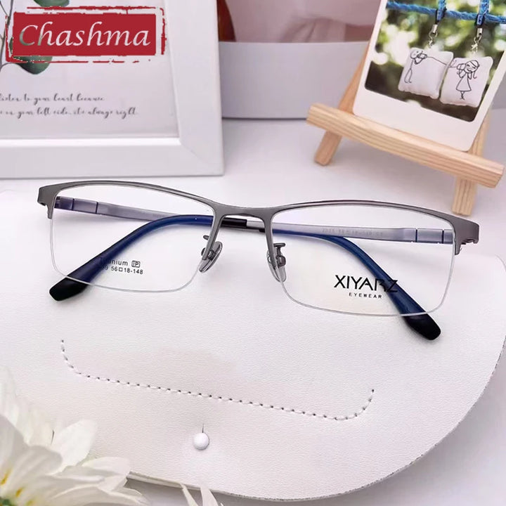 Chashma Men's Semi Rim Big Square Titanium Eyeglasses 42039 Semi Rim Chashma