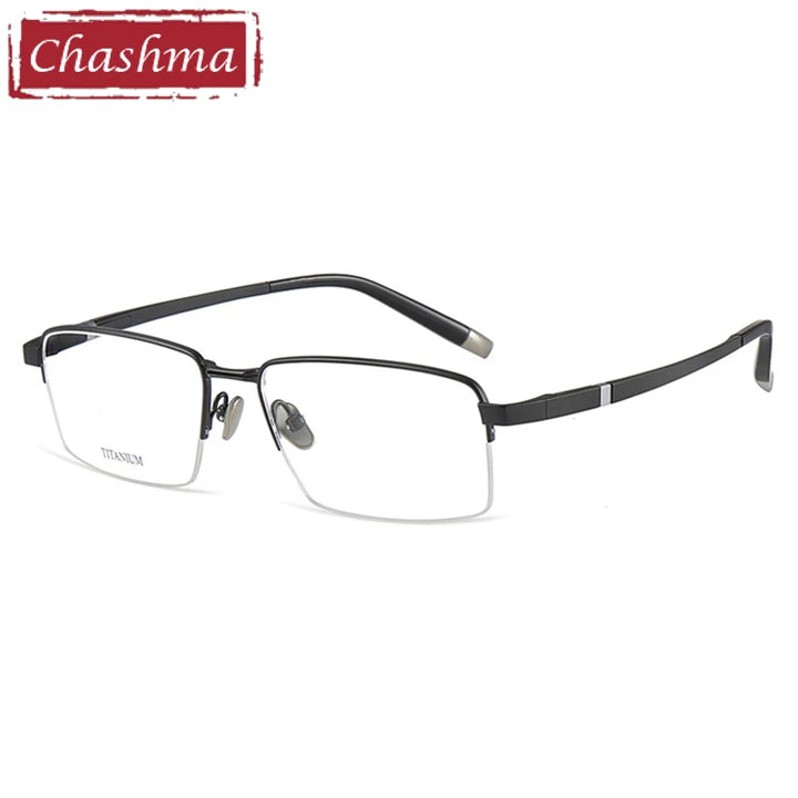 Chashma Ottica Men's Semi Rim Big Square Titanium Eyeglasses 409089