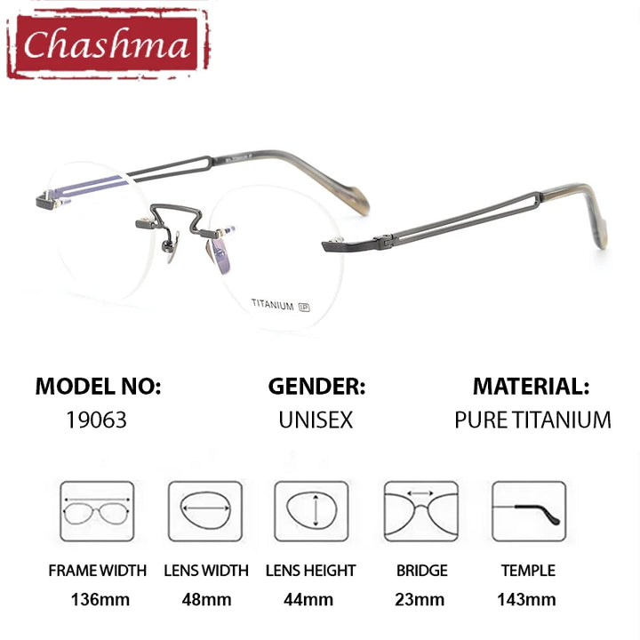 Chashma Ottica Women's Rimless Round Titanium Eyeglasses 419063