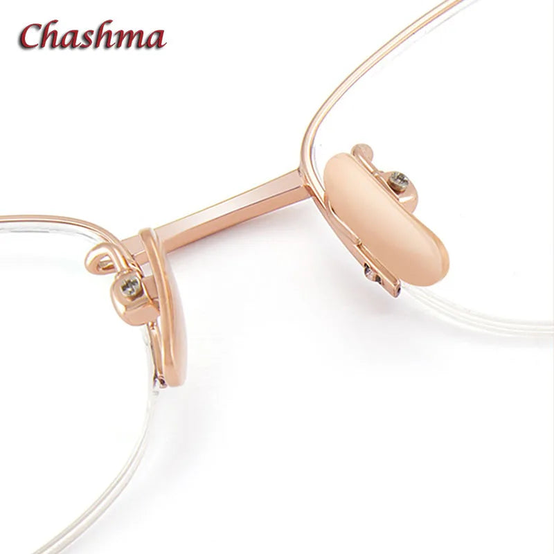 Chashma Ochki Women's Semi Rim Small Oval Titanium Eyeglasses 6174 Semi Rim Chashma Ochki