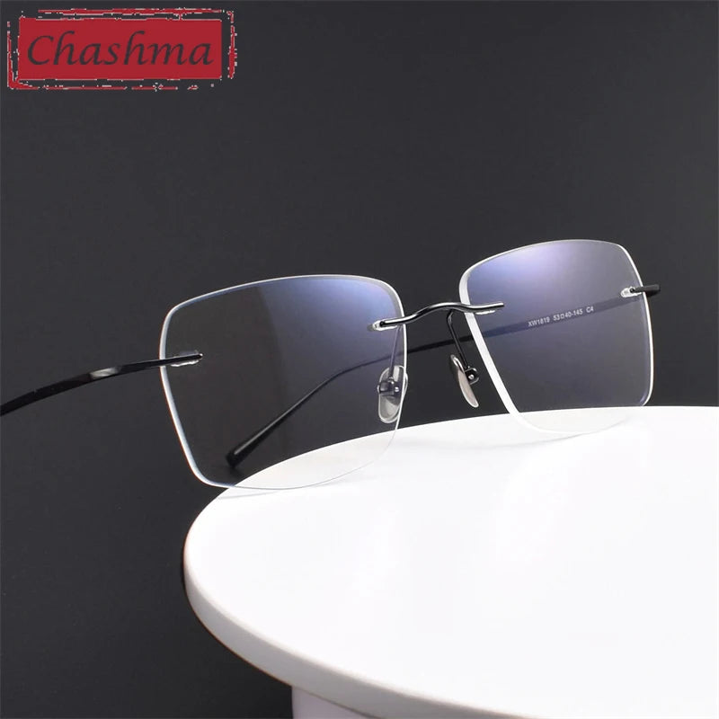 Chashma Ottica Unisex Rimless Oval Square Titanium Eyeglasses 401819